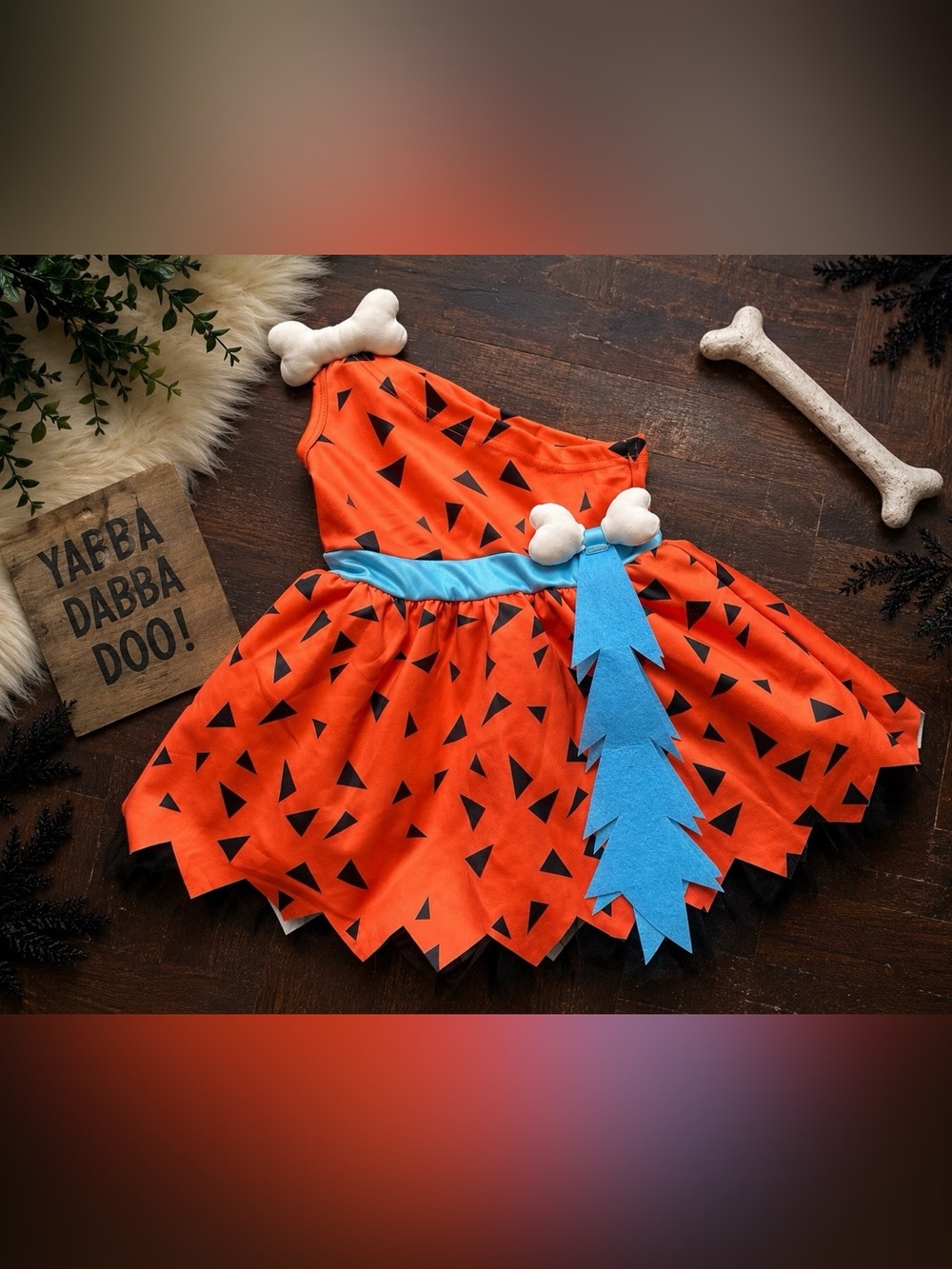 Kids Fred Flintstone Costume Dress  Orange Caveman Halloween Toddler 12-18 mo